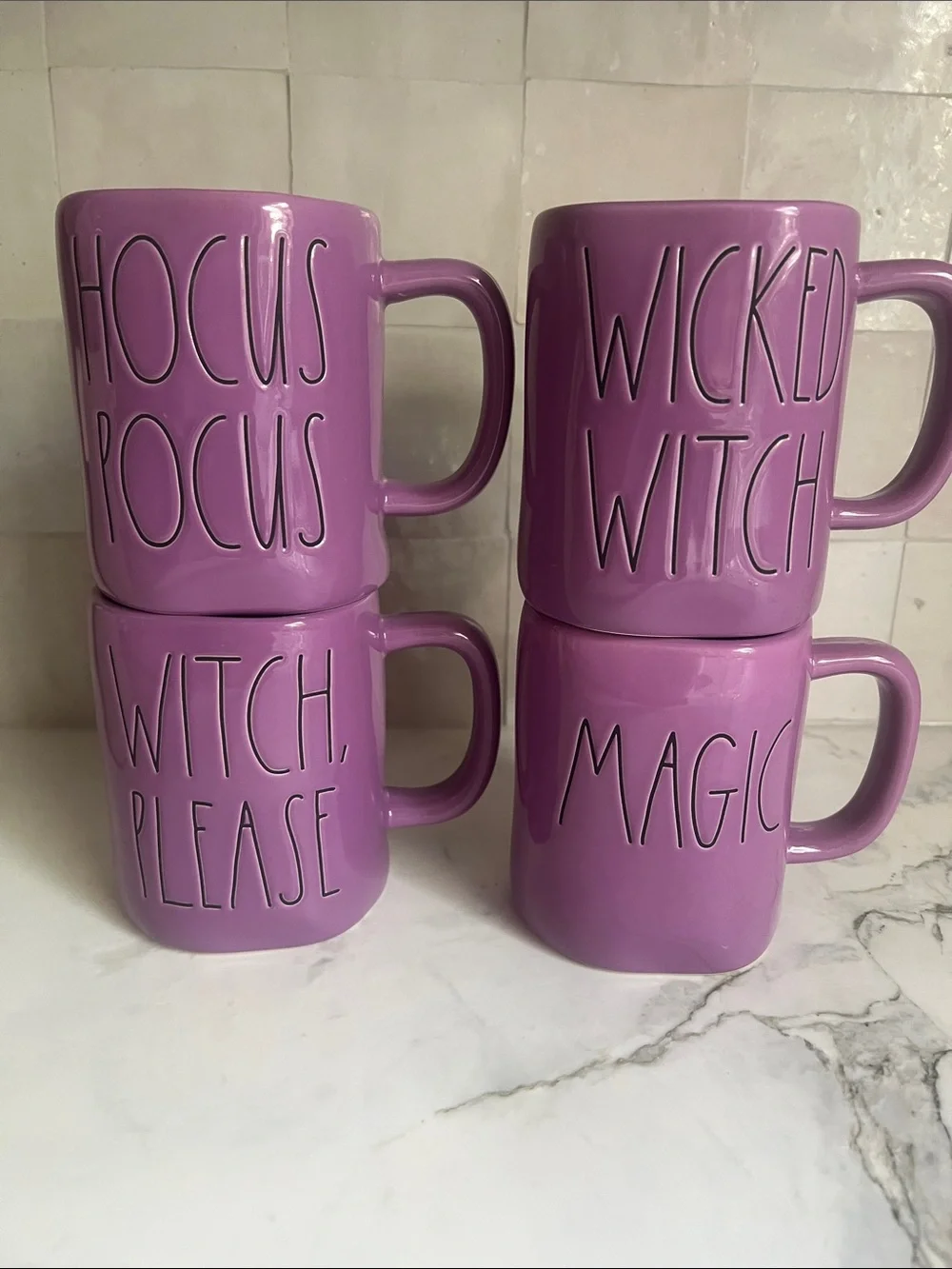 Rae Dunn Purple Halloween Witch Hocus Pocus, Magic Mug Set